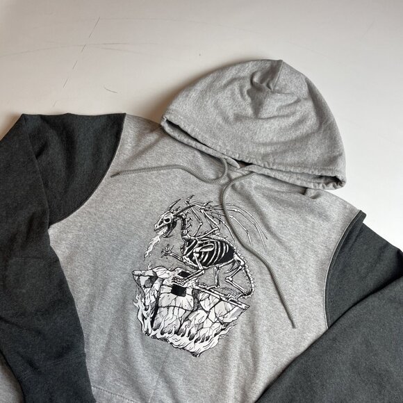 Y2K RDS Red Dragon Mens M Hoodie Skateboard Graphic Dragon Grey CANADA MADE - Picture 3 of 14